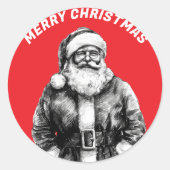 Vintag Santa Claus Red Runder Aufkleber (Vorderseite)