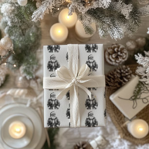 Vintag Santa Claus White Geschenkpapier