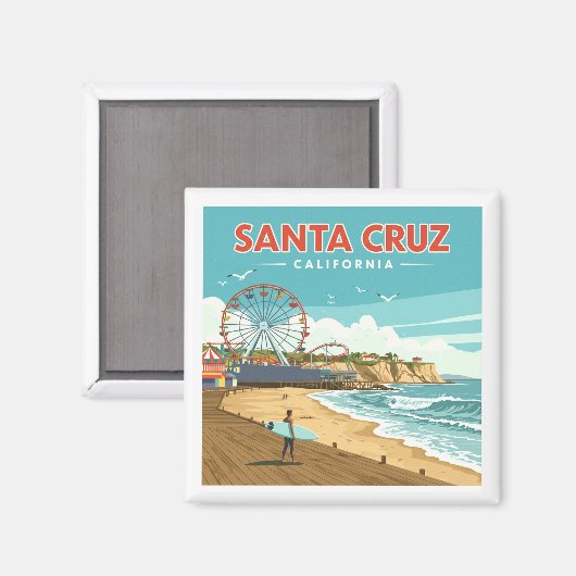 Vintag Santa Cruz Kalifornien Magnet (Vorderseite/Rückseite)