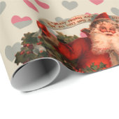 Vintag Santa Doll Nostalgia Hearts Geschenkpapier (Rolleneckpunkt)