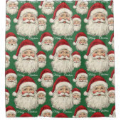 Vintag Santa Face Green Duschvorhang (Vorderseite)