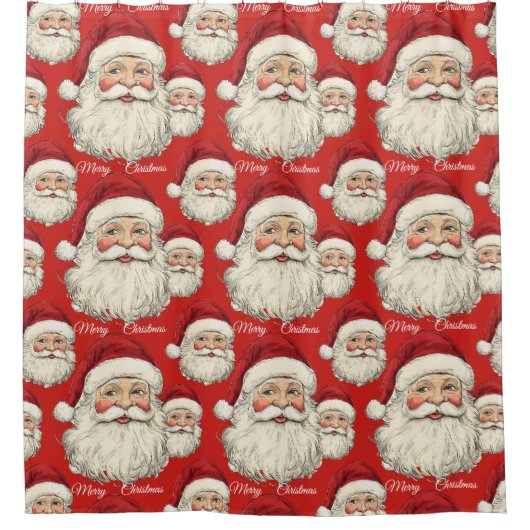 Vintag Santa Face Red Duschvorhang (Vorderseite)
