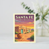 Vintag Santa Fe New Mexico Postkarte (Stehend Vorderseite)