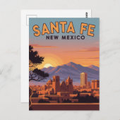 Vintag Santa Fe Skyline New Mexico Travel Postkarte (Vorne/Hinten)