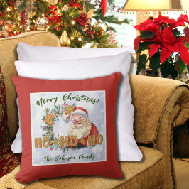 Vintag Santa & Gingerbread Ho-Ho-Ho Personalisiert Kissen
