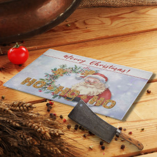 Vintag Santa & Gingerbread Ho-Ho-Ho Schneidebrett