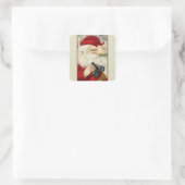 Vintag Santa Holding Binoculars Quadratischer Aufkleber (Tasche)