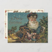 Vintag Santa in Roadster Feiertagspostkarte (Vorne/Hinten)