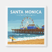 Vintag Santa Monica Kalifornien Magnet (Vorne)