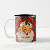 Vintag Santa Multilingual Frohe Weihnachten Zweifarbige Tasse (Links)