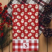 Vintag Santa Red Gingham Mit Monogramm Geschirrtuch