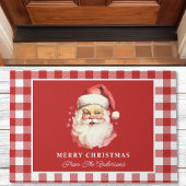 Vintag Santa Red Gingham Personalisiert Fußmatte
