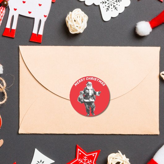 Vintag Santa Red Runder Aufkleber