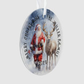 Vintag Santa Reindeer Personalisiert Ornament (Vorderseite)