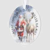 Vintag Santa Reindeer Personalisiert Ornament (Vorderseite)