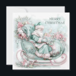 Vintag Santa Sleigh Weihnachten Aquamarines Rosa<br><div class="desc">Elegante Weihnachtskarte mit einem blauen, aquamarinen und rosa Weihnachtsmann in seinem Schlitten. Text "Frohe Weihnachten" ist auf der Vorderseite, und ist vollständig anpassbar. Also fügen Sie jeden Urlaub Gruß, den Sie wünschen. Personalisiert auf der Rückseite mit Ihrer Nachricht und Ihrem Namen. Kontaktieren Sie mich für Hilfe bei Ihrer Anpassung oder...</div>