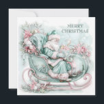 Vintag Santa Sleigh Weihnachten Aquamarines Rosa<br><div class="desc">Elegante Weihnachtskarte mit einem blauen, aquamarinen und rosa Weihnachtsmann in seinem Schlitten. Text "Frohe Weihnachten" ist auf der Vorderseite, und ist vollständig anpassbar. Also fügen Sie jeden Urlaub Gruß, den Sie wünschen. Personalisiert auf der Rückseite mit Ihrer Nachricht und Ihrem Namen. Kontaktieren Sie mich für Hilfe bei Ihrer Anpassung oder...</div>