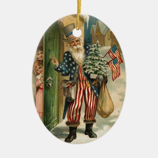 Vintag Santa Uncle Sam Keramikornament (Vorne)