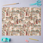 Vintag Santas mit Weihnachtsgrüßen & Holly Seidenpapier (Basteln)