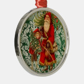 Vintag Santas n Holly Elegante Silbernes Ornament (Rechts)