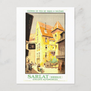 Vintag Sarlat, Frankreich, Travel Poster Postkarte