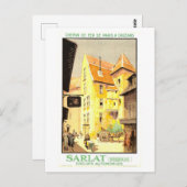 Vintag Sarlat, Frankreich, Travel Poster Postkarte (Vorne/Hinten)