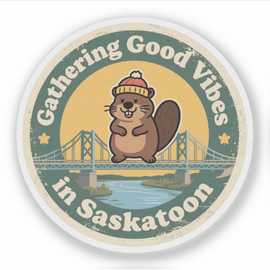 Vintag Saskatoon SK Good Vibes Gift Aufkleber (Vorderseite)