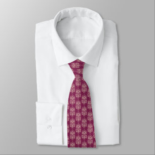 Vintag Satin Burgundy & Pink Damask Necktie Krawatte