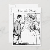 Vintag Save the Date Ankündigungspostkarte (Vorne/Hinten)