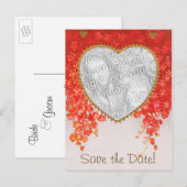 Vintag Save the Date, Herz und Blume Ankündigungspostkarte (Vorne/Hinten)