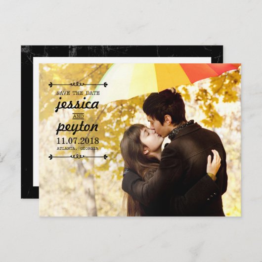 VINTAG Save the Date Postkarte (Vorne/Hinten)