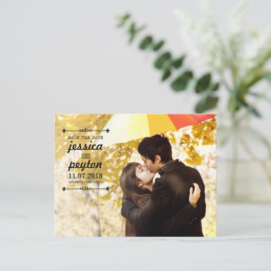 VINTAG Save the Date Postkarte (Stehend Vorderseite)