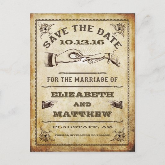 Vintag Save the Date Postkarte (Vorderseite)