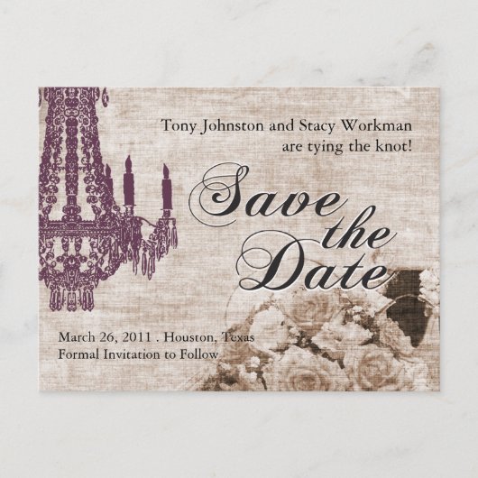 Vintag Save the Date Postkarte (Vorderseite)