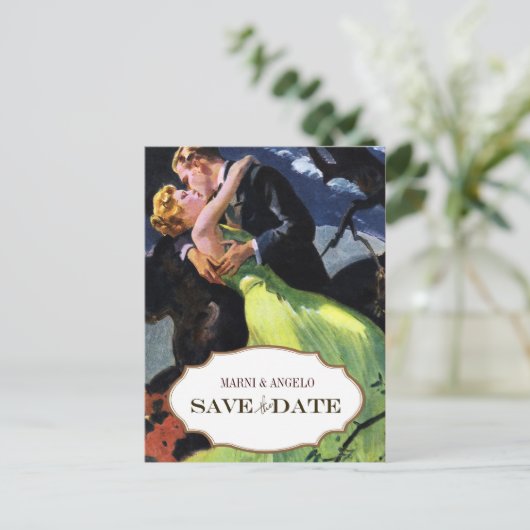 Vintag Save the Date Postkarten (Stehend Vorderseite)