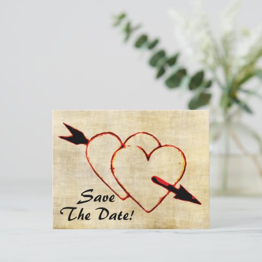 Vintag Save the Date! Postkarten (Stehend Vorderseite)
