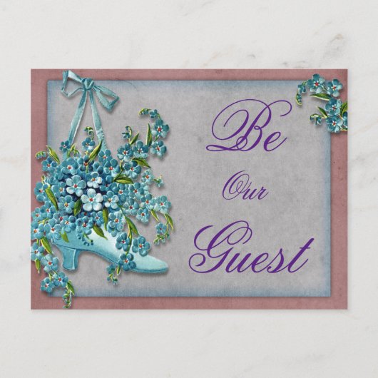 Vintag Save the Date Schuhblumen Blütenband Ankündigungspostkarte (Vorderseite)