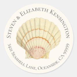 Vintag Scallop Single Seashell-Adresse Runder Aufkleber