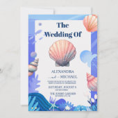 Vintag Scallop Single Seashell Wedding Einladung (Vorderseite)