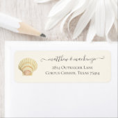 Vintag Scallop Single Seashell Wedding Label (Insitu)