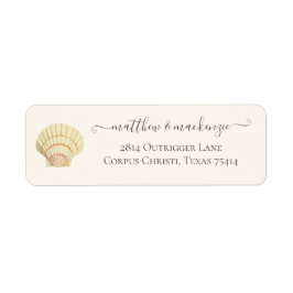 Vintag Scallop Single Seashell Wedding Label