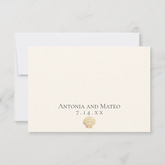 Vintag Scallop Single Seashell Wedding RSVP (Rückseite)