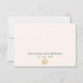 Vintag Scallop Single Seashell Wedding RSVP Karte (Rückseite)