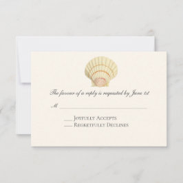 Vintag Scallop Single Seashell Wedding RSVP Karte
