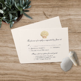 Vintag Scallop Single Seashell Wedding RSVP Karte