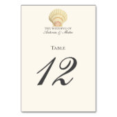 Vintag Scallop Single Seashell Wedding Tischnummer (Rückseite)