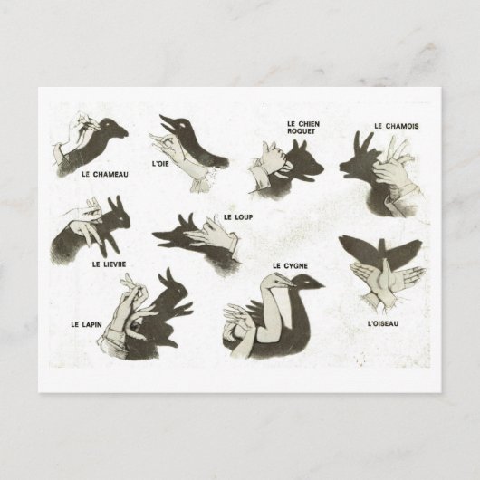 Vintag, Schattenpuppenformen, Omeletschen Postkarte (Vorderseite)