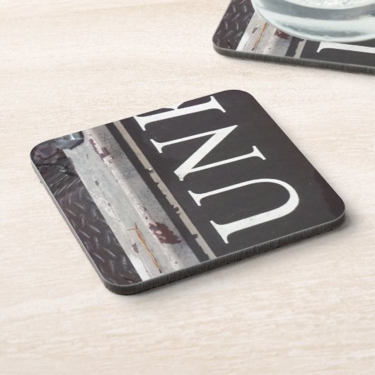 Vintag-Schlepptagebahn JUNK SIGN Untersetzer (Linke Seite)