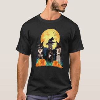 Vintag Schnauzer Hexenkürbis Halloween-Kostüm T-Shirt
