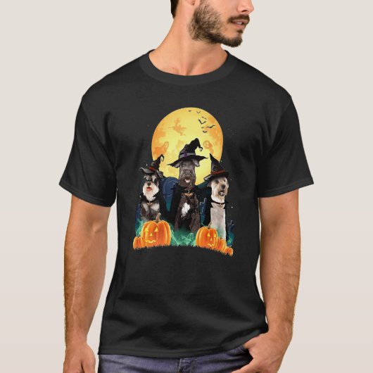 Vintag Schnauzer Hexenkürbis Halloween-Kostüm T-Shirt (Vorderseite)